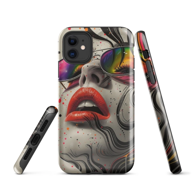 Ink2be Prémium Ütésálló iPhone® Kétrétegű Telefontok - Napszemüveges Nő Street Art Edition