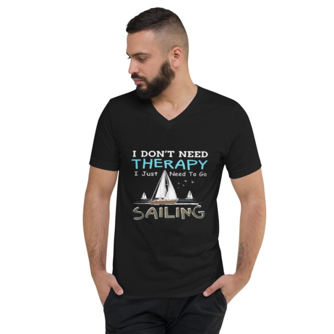 Férfi Prémium V-Nyakú Póló - Sailing Therapy Statement Edition