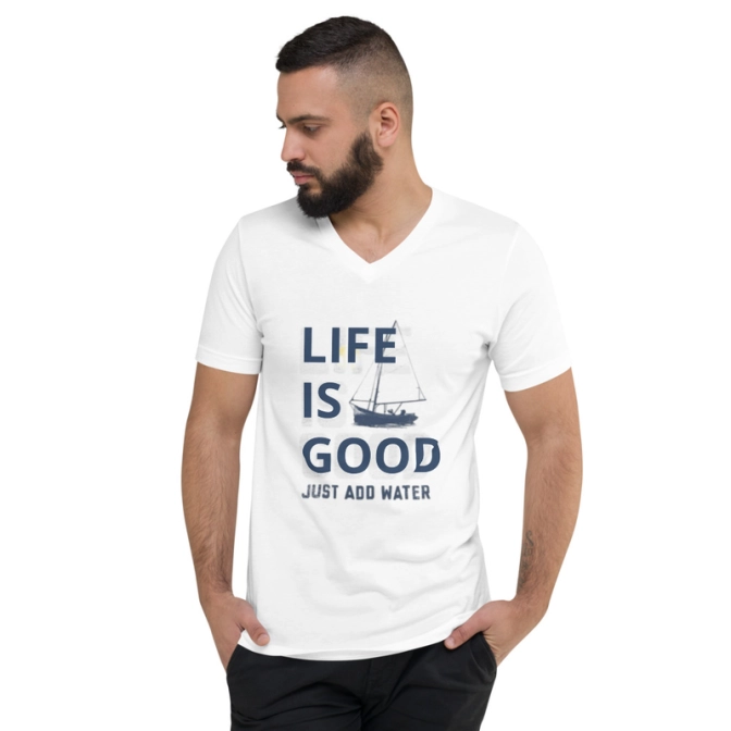 Férfi Prémium V-Nyakú Póló - Life Is Good Statement Edition