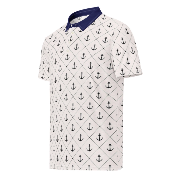 Prémium Galléros Slim Fit Póló - Horgonyos Pattern