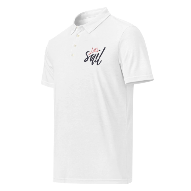 Prémium Galléros Slim Fit Póló - Let's Sail felirattal