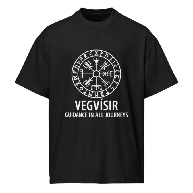 Férfi túlméretezett pamut póló - VEGVÍSIR mintával
