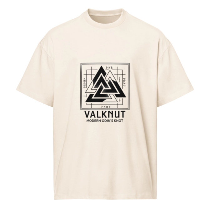 Férfi túlméretezett pamut póló - VALKNUT mintával