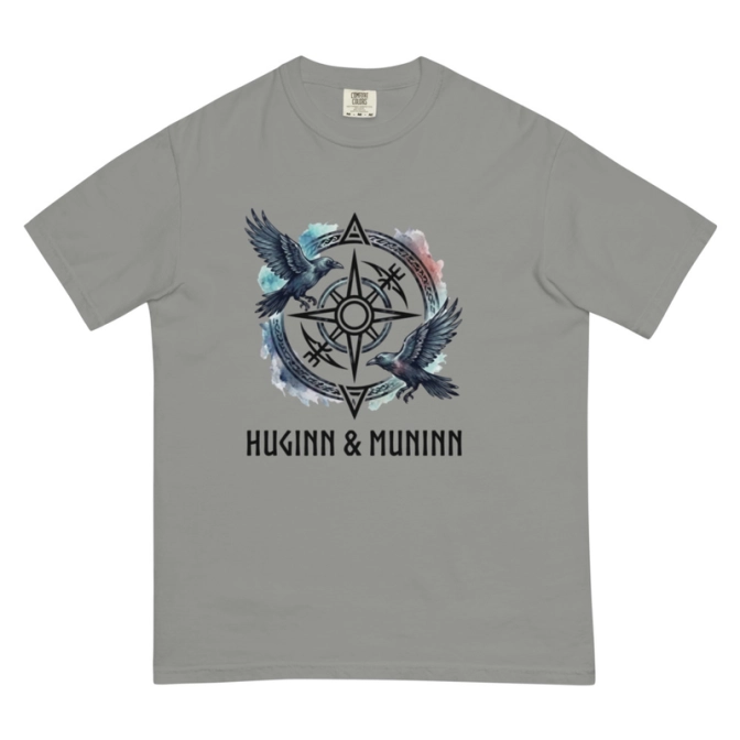 Unisex prémium pamut póló - HUGINN & MUNINN viking mintával
