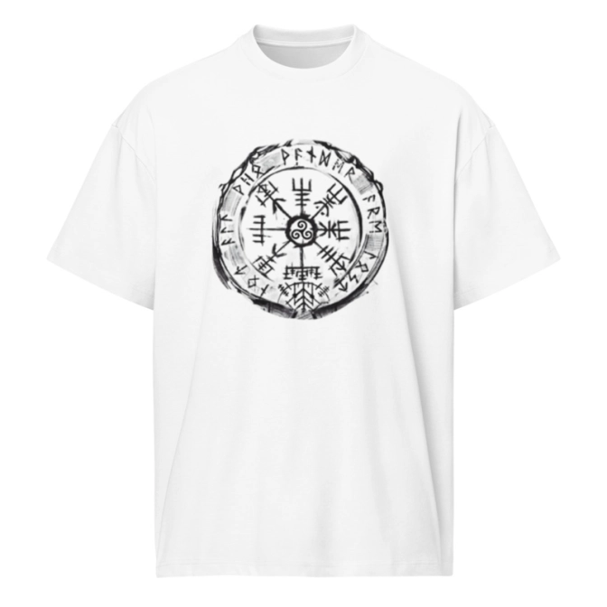 Férfi póló pamut póló - Vegvísir mintával