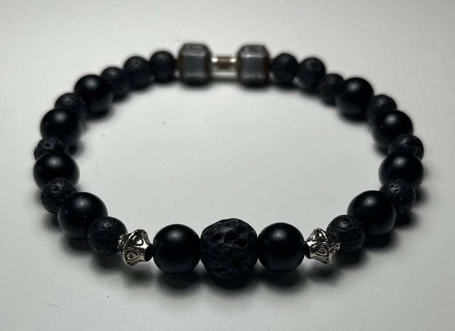 Ink2be Prémium Ásvány Karkötő - Onyx & Lava Stone Fit Life Dumbbell Edition