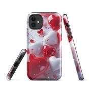 Ink2be Prémium Ütésálló iPhone® Kétrétegű Telefontok - Piros-Fehér Szív Red Passion 3D Edition