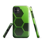Ink2be Prémium Ütésálló iPhone® Kétrétegű Telefontok - Zöld Inox Geometria Cyber Hive Edition