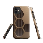 Ink2be Prémium Ütésálló iPhone® Kétrétegű Telefontok - Bronz Inox Geometria Cyber Hive Edition