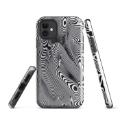 Ink2be Prémium Ütésálló iPhone® Kétrétegű Telefontok - Fekete-Fehér Ölelés Optical Swirl Edition