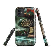 Ink2be Prémium Ütésálló iPhone® Kétrétegű Telefontok - Márvány Deep Green Gold Vein Luxury Edition