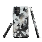 Ink2be Prémium Ütésálló iPhone® Kétrétegű Telefontok - Fekete-Fehér Pillangós Smoke Butterfly Edition