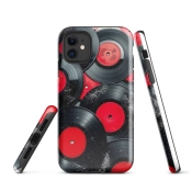 Ink2be Prémium Ütésálló iPhone® Kétrétegű Telefontok - Bakelit Lemezek Retro Vinyl Collage Edition