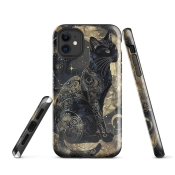 Ink2be Prémium Ütésálló iPhone® Kétrétegű Telefontok - Fekete Aranyos Cica Golden Mystic Cat Edition