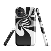 Ink2be Prémium Ütésálló iPhone® Kétrétegű Telefontok - Fekete-Fehér Geometrikus Hypnotic Swirl Edition
