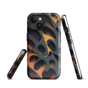 Ink2be Prémium MagSafe® iPhone® tok - Fekete-Narancs Geometrikus és cyber-lava kiadás