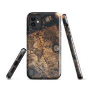 Ink2be Prémium Ütésálló iPhone® Kétrétegű Telefontok - Tengerész Térkép Vintage Navigator Edition