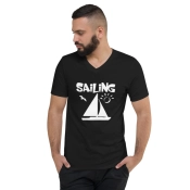 Férfi Prémium V-Nyakú Póló - Sailing Cyber Dark Graphic