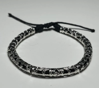 Andrew Vintage Silver Filigree – Fekete Férfi Karkötő Antik Ezüst Kelta Hengerekkel