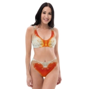 Prémium Magas Derekú Női Bikini Szett - Aperol Spritz Sunset Edition (UPF50+)