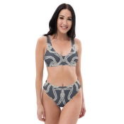 Prémium Magas Derekú Női Bikini Szett - Kötél Mintás Sailor Mode Edition (UPF50+)