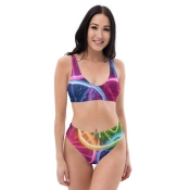 Prémium Magas Derekú Női Bikini Szett - Neon Lemon Cyber Rave Edition (UPF50+)