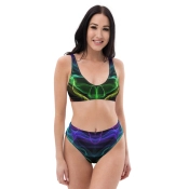 Prémium Magas Derekú Női Bikini Szett - Neon Cyber Rave Edition (UPF50+)