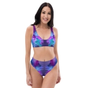 Prémium Magas Derekú Női Bikini Szett - Színrobbanás Abstract Splash Edition (UPF50+)