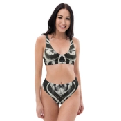 Prémium Magas Derekú Női Bikini Szett - Fekete-Fehér Grafity Monochrome Art Edition (UPF50+)