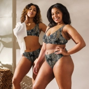 Prémium Magas Derekú Női Bikini Szett - Kígyóbőrös Dark Python Edition (UPF50+)