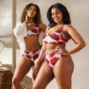 Prémium Magas Derekú Női Bikini Szett - Pipacsos Poppy Bloom Edition (UPF50+)