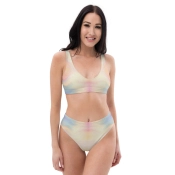 Prémium Magas Derekú Női Bikini Szett - Barack Márvány Sunset Fluid Edition (UPF50+)