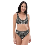 Prémium Magas Derekú Női Bikini Szett - 3D Hatású Cyber Grid Edition (UPF50+)