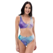 Prémium Magas Derekú Női Bikini Szett - Aurora Márvány Cosmic Fluid Edition (UPF50+)
