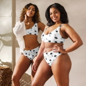 Prémium Magas Derekú Női Bikini Szett - Pálmafás Minimal Palms Edition (UPF50+)