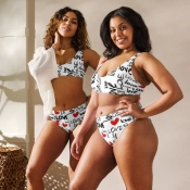 Prémium Magas Derekú Női Bikini Szett - I Love You Graffiti Pop-Art Edition (UPF50+)