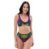 Prémium Magas Derekú Női Bikini Szett - Színes Levelek Exotic Jungle Edition (UPF50+)