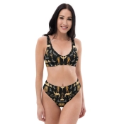 Prémium Magas Derekú Női Bikini Szett - Egyiptomi Pharaoh Gold Edition (UPF50+)