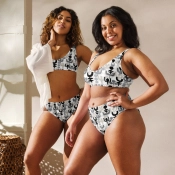 Prémium Magas Derekú Női Bikini Szett - Egyiptomi Minták Monochrome Pharaoh Edition (UPF50+)