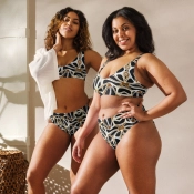 Prémium Magas Derekú Női Bikini Szett - Geometrikus Safari Leopard Edition (UPF50+)