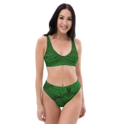 Prémium Magas Derekú Női Bikini Szett - Páfrányos Deep Fern Oasis Edition (UPF50+)