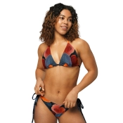 Tanga bikini - narancs fekete virágos