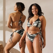 Tanga bikini - fekete-fehér grafity