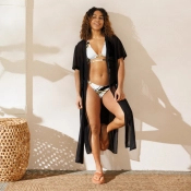 Tanga bikini - fekete arany karikák