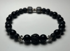 Ink2be Prémium Ásvány Karkötő - Onyx & Lava Stone Fit Life Dumbbell Edition